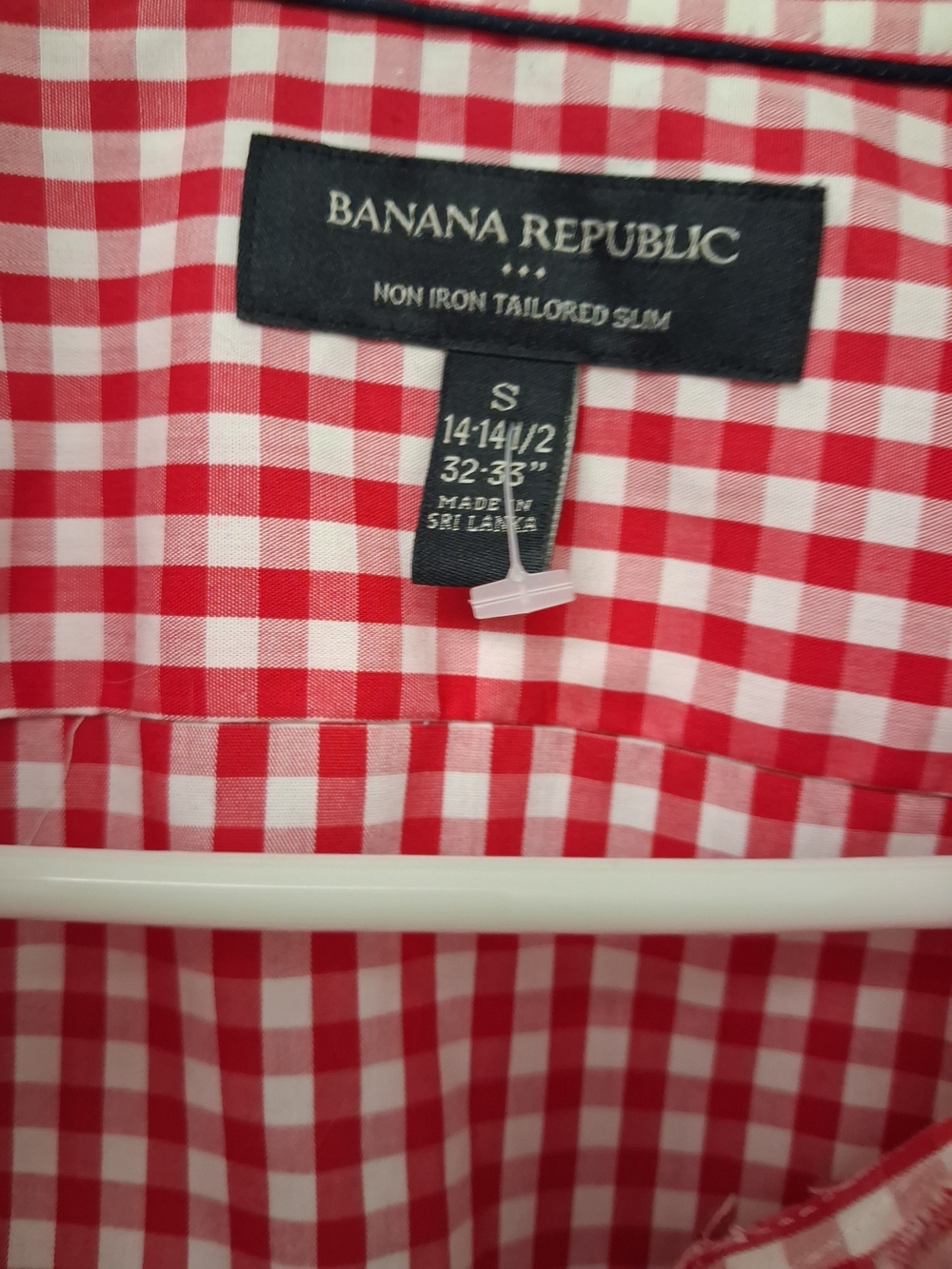 Banana Republic Red and White Gingham Tailored Button-Down Shirt